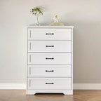 Commode moderne à 6 tiroirs en chêne blanc rustique avec poignées en laiton