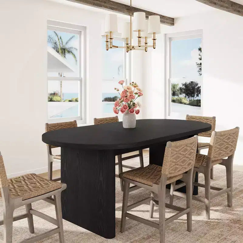 Grande Table de Salle à Manger Ovale Style Ferme pour 6 à 8 Personnes