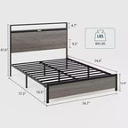 Lit plateforme avec tête de lit LED, ports USB et rangement sous le lit
