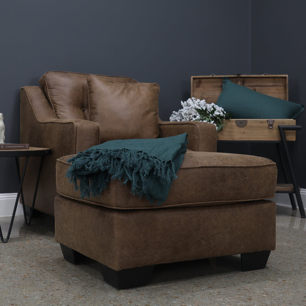 Victoria Ottoman - Tan Leather Air