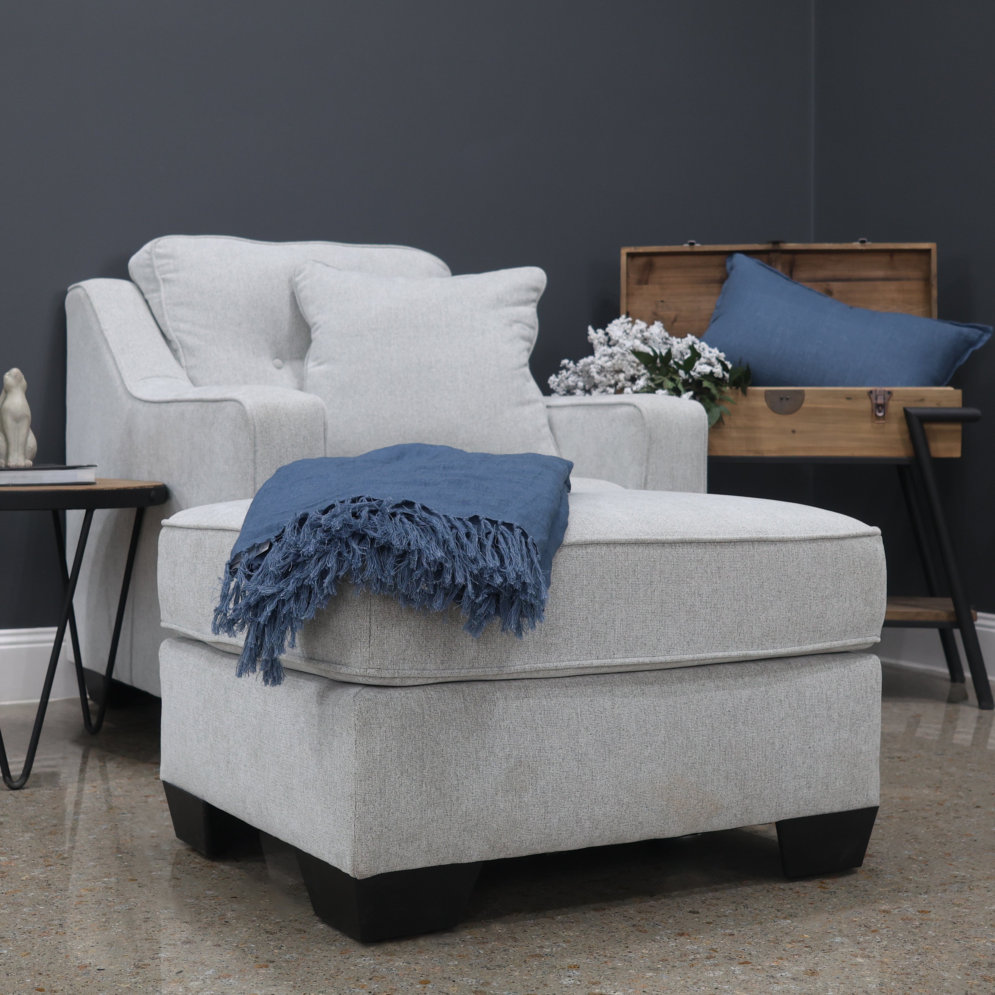 Victoria Ottoman - Light Grey