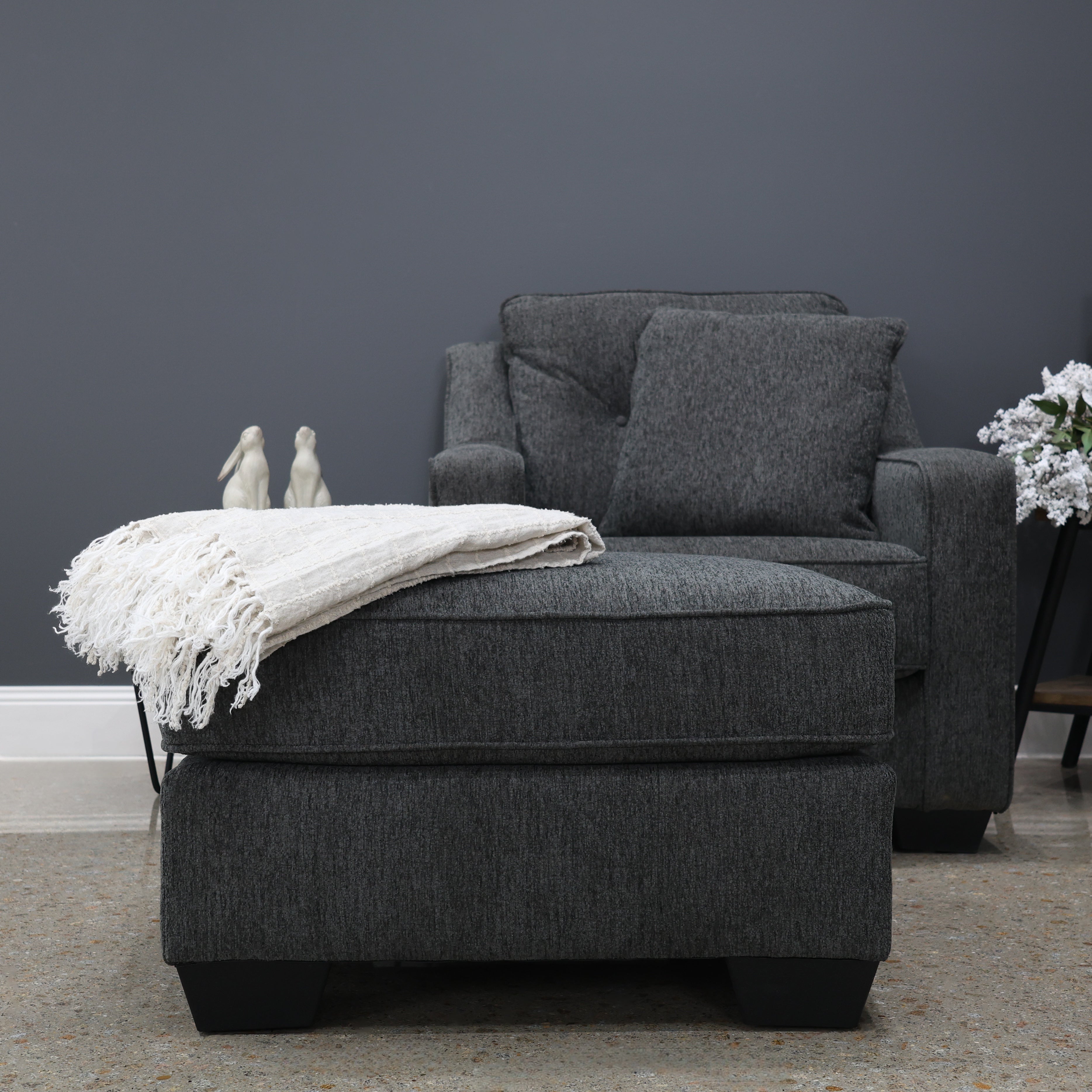 Victoria Ottoman - Dark Grey