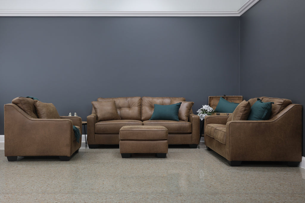 Victoria Ottoman - Tan Leather Air