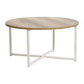 Table basse ronde avec piètement en fer noir