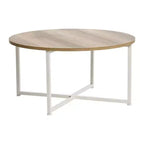 Table basse ronde avec piètement en fer noir