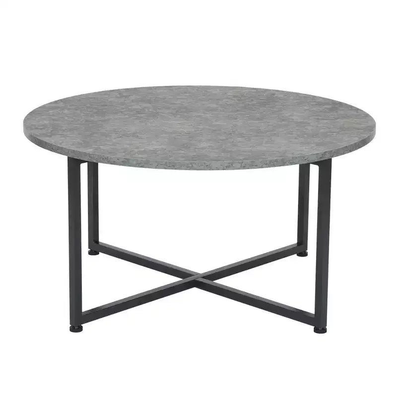 Table basse ronde avec piètement en fer noir