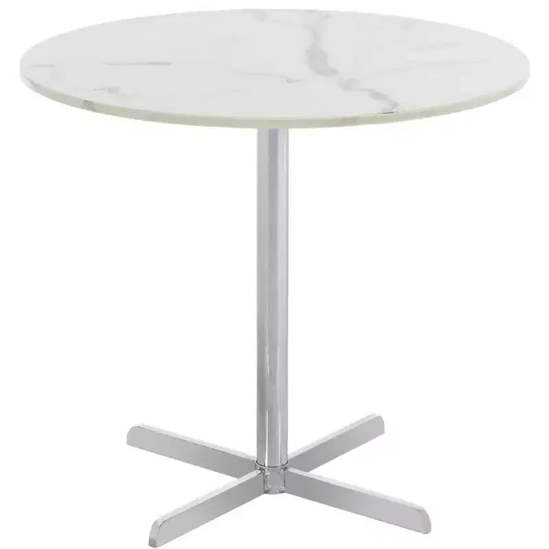 Table d'appoint ronde contemporaine en faux marbre et laiton