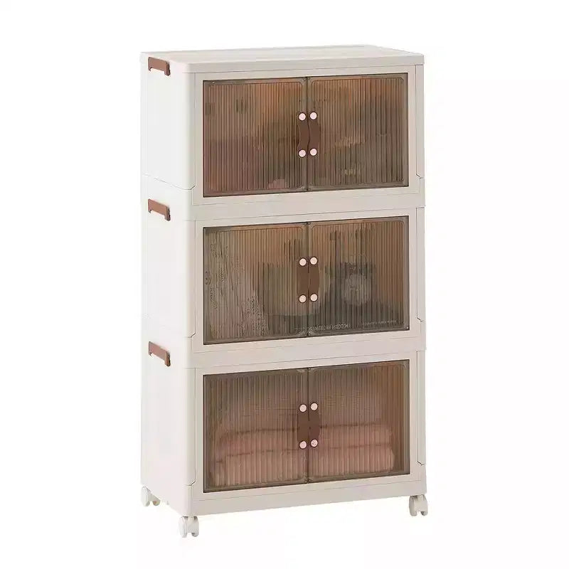 Bacs de rangement pliables en plastique avec roues verrouillables Blanches