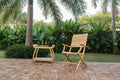 Nordic Teak Natural Outdoor Patio Folding Chair with Arm Rests - Beige