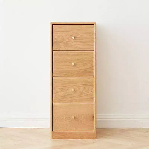 Nightstand with 4 Drawers, Wooden Bedside Table with Storage, Small Dresser Organizer, Freestanding Storage Cabinet for Bedroom Hallway Small Space