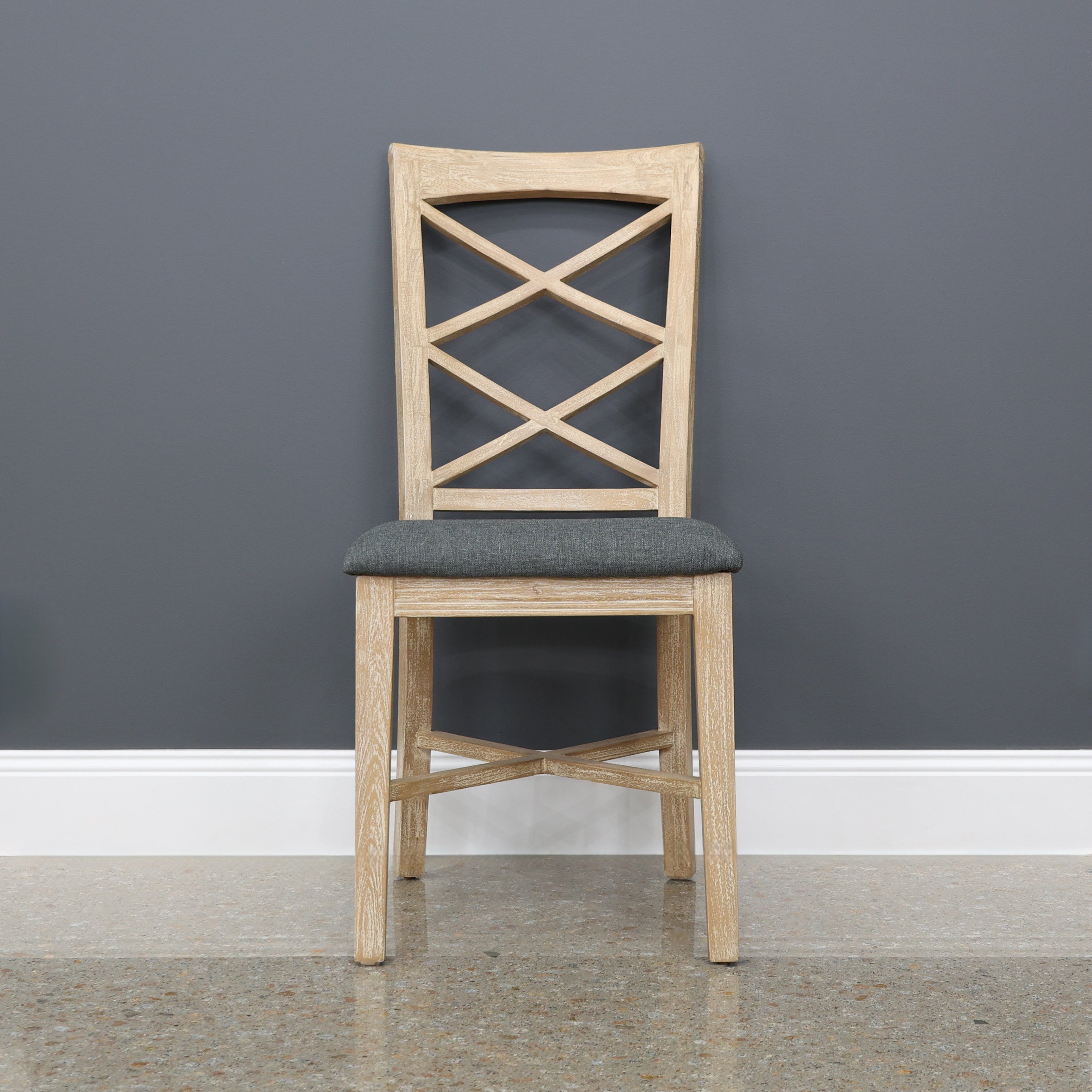 Provedore Dining Chair - Natural w/ Grey Fabric Seat