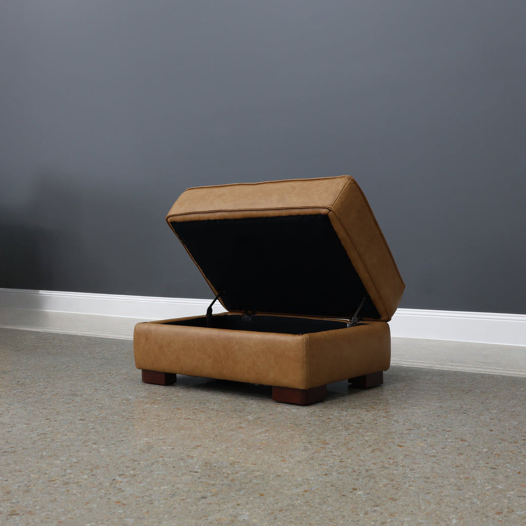 Rostrevor Ottoman With Storage - Tan Leather