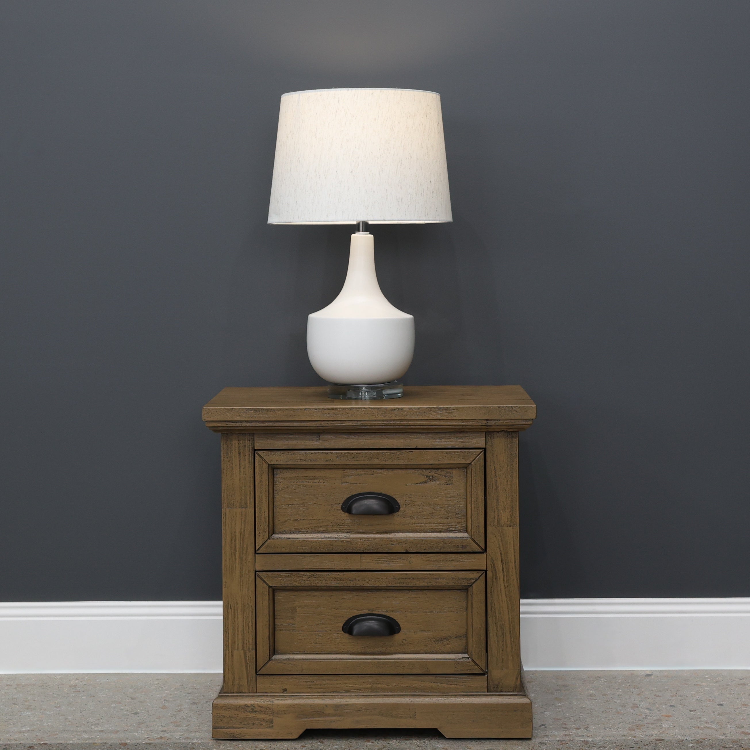 Macedon Bedside Table w/ 2 Drawers