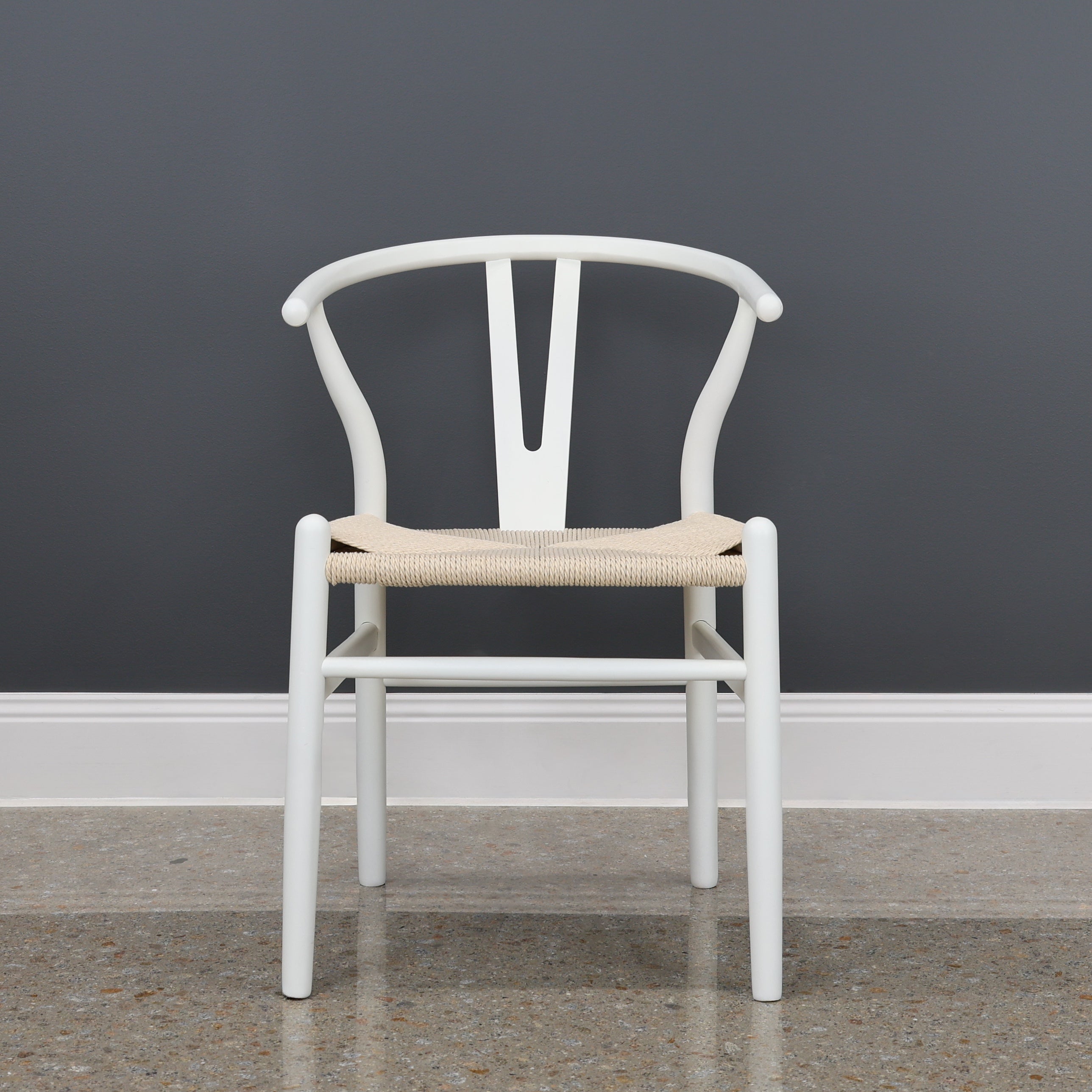 Wishbone Dining Chair - White w/ Natural Seat