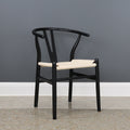 Wishbone Dining Chair - Black w/ Natural Seat
