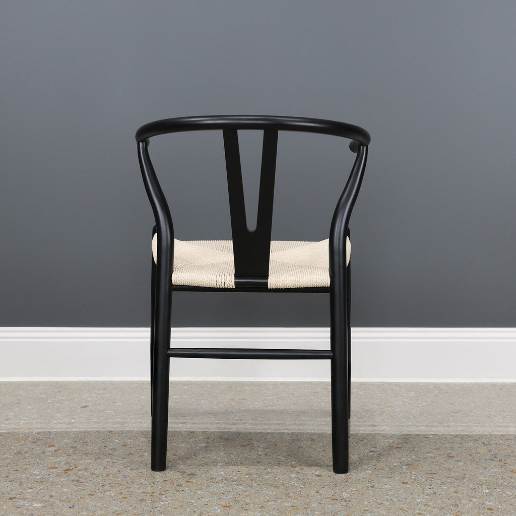 Wishbone Dining Chair - Black w/ Natural Seat