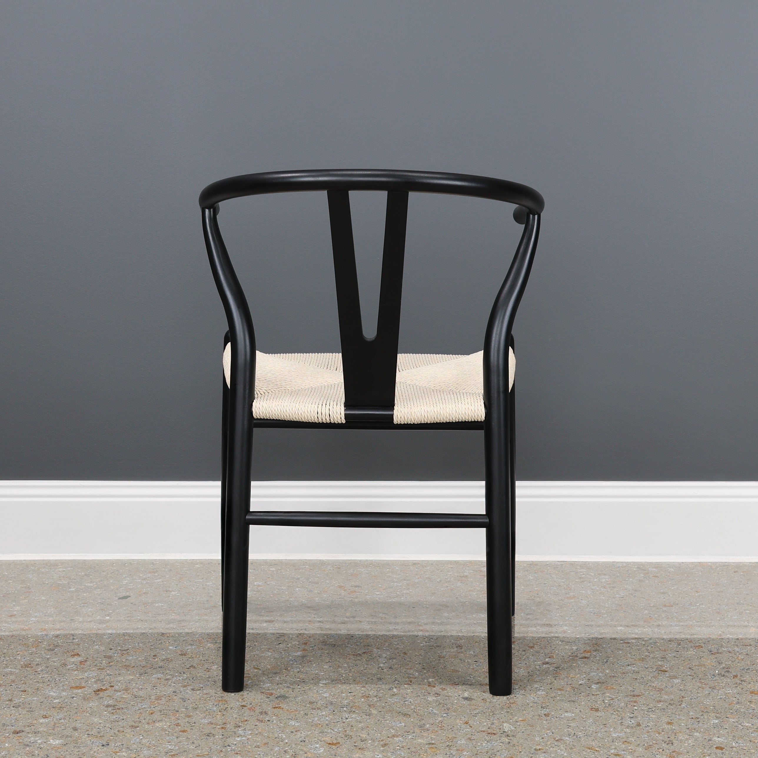 Wishbone Dining Chair - Black w/ Natural Seat