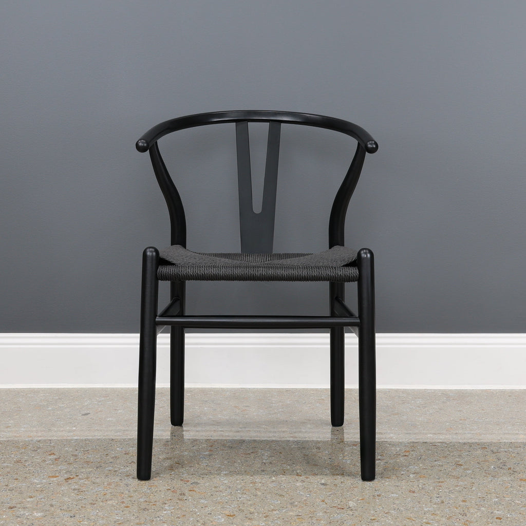 Wishbone Dining Chair - Black w/ Black Seat