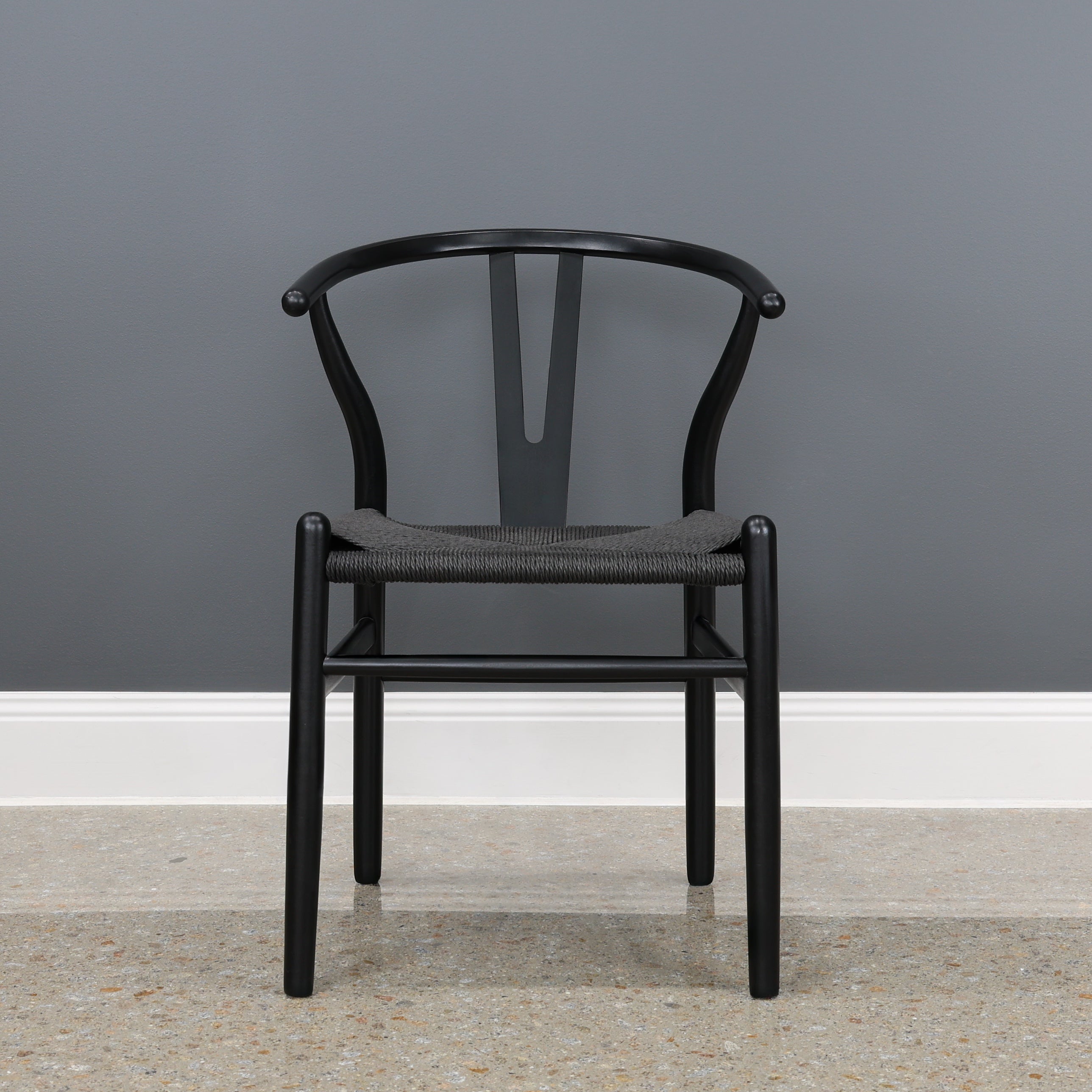 Wishbone Dining Chair - Black w/ Black Seat