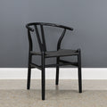 Wishbone Dining Chair - Black w/ Black Seat