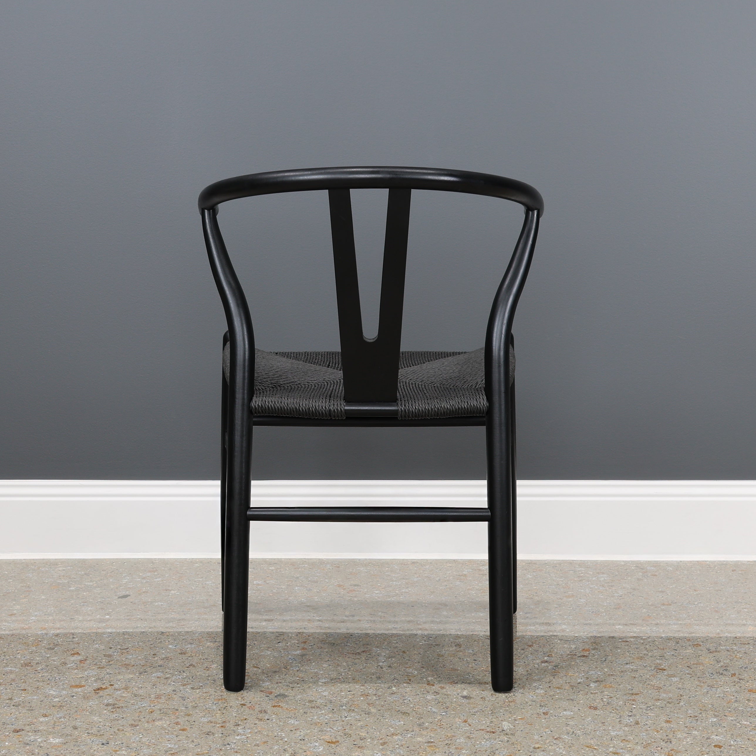 Wishbone Dining Chair - Black w/ Black Seat