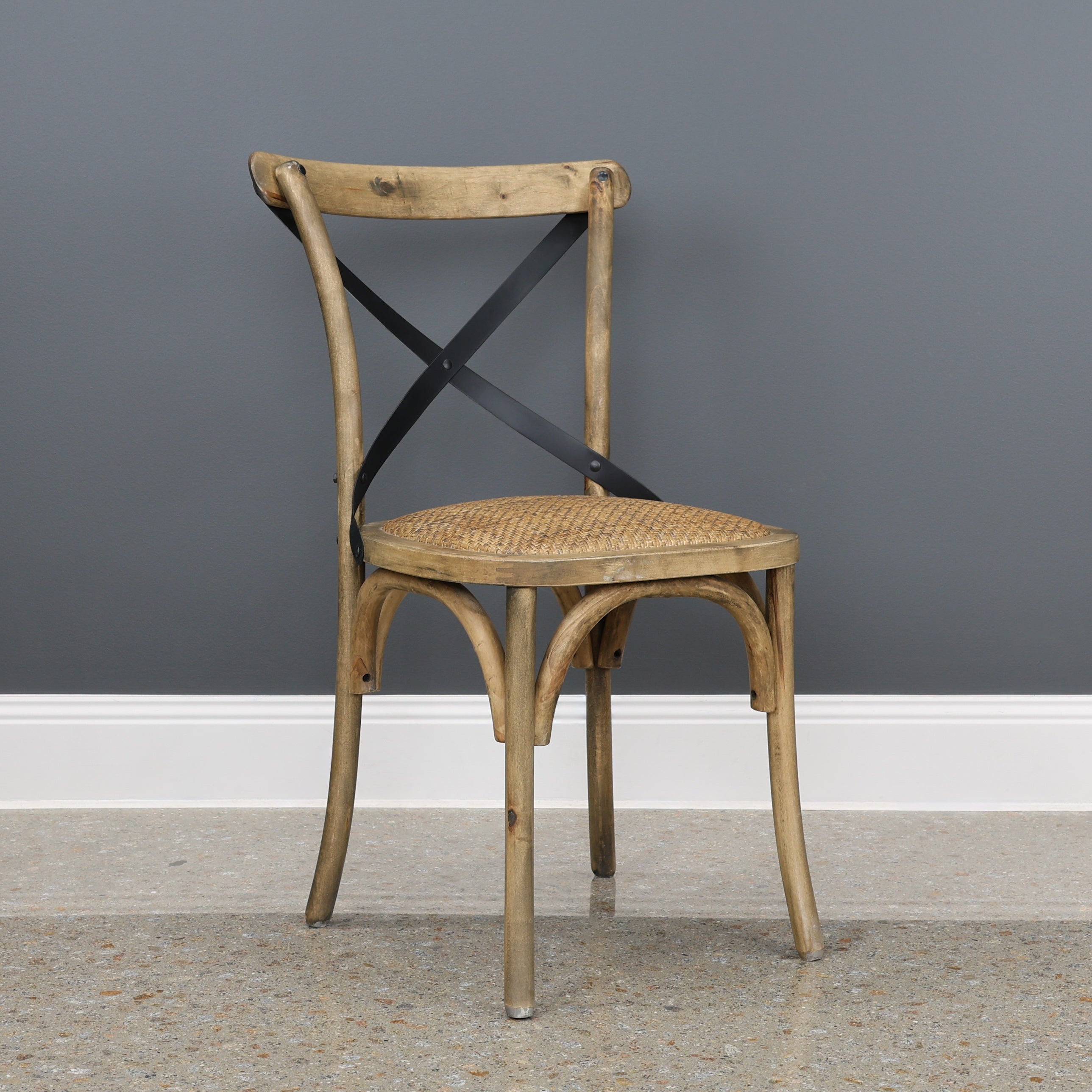 Cross Chair w/ Rattan Seat - Natural