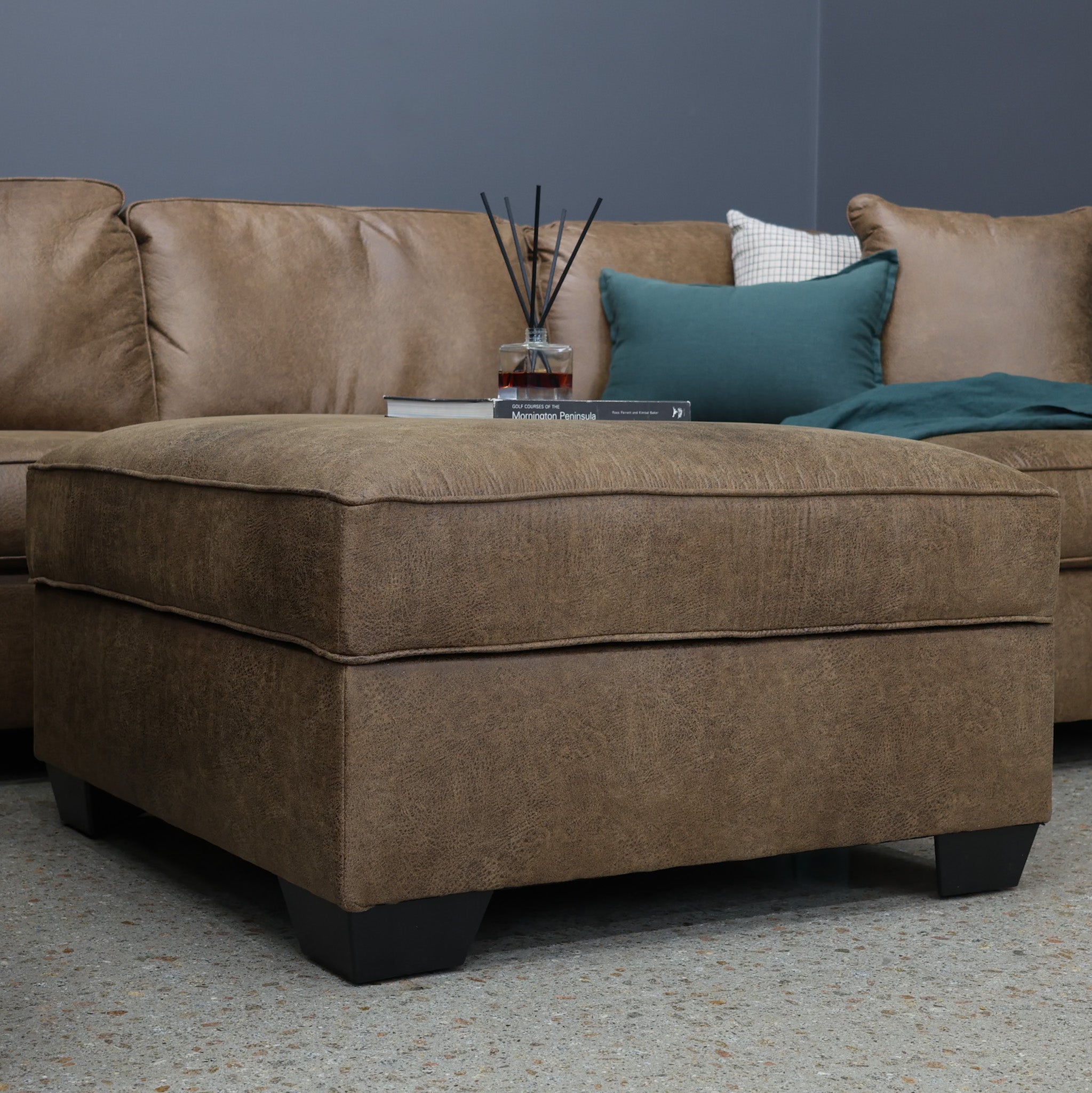 Norwood Ottoman w/ Storage - Tan Leather Air