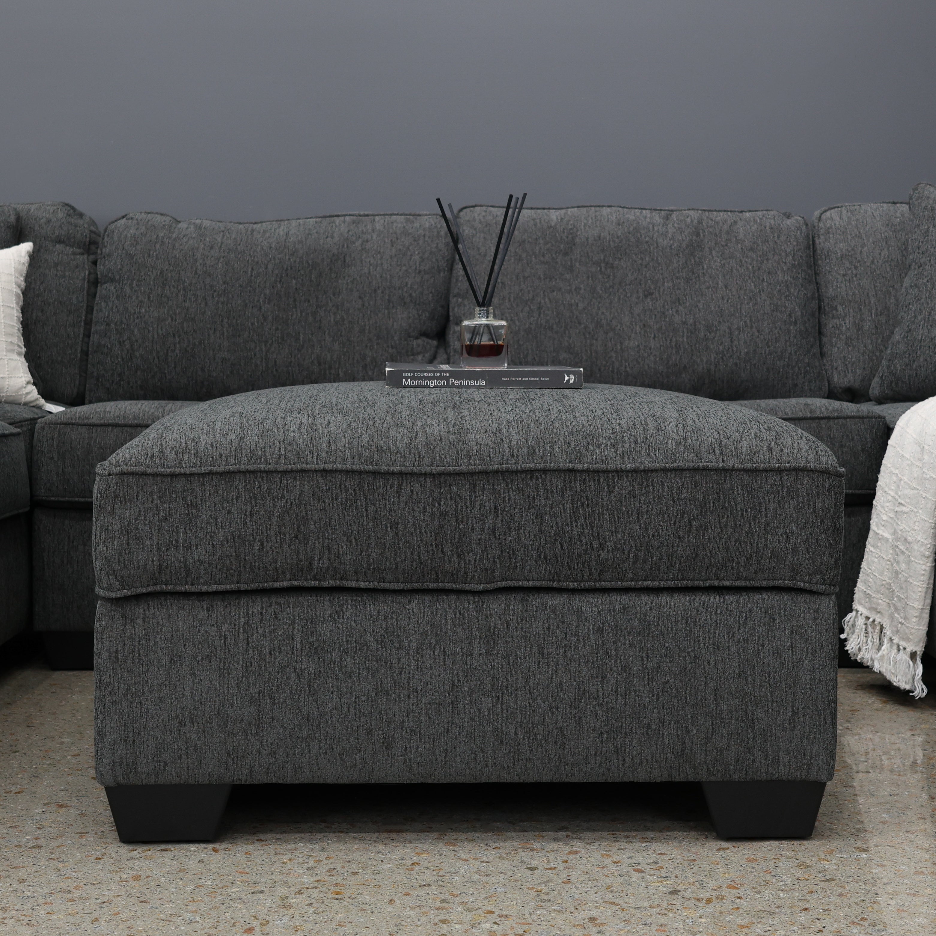 Norwood Ottoman w/ Storage - Dark Grey
