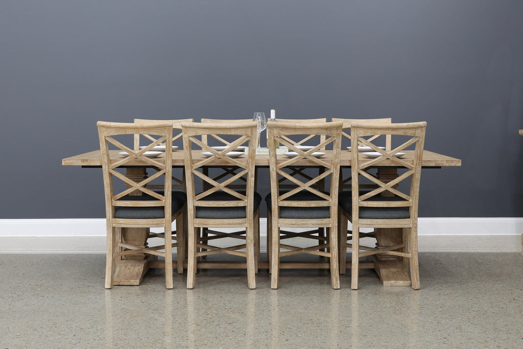 Provedore Dining Chair - Natural w/ Grey Fabric Seat